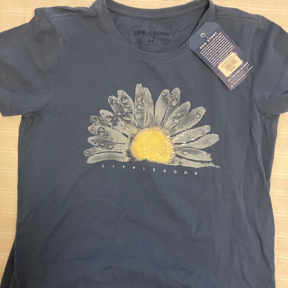 Life is Good Watercolor  Daisy  Crusher T shirt - Picture 1 of 3